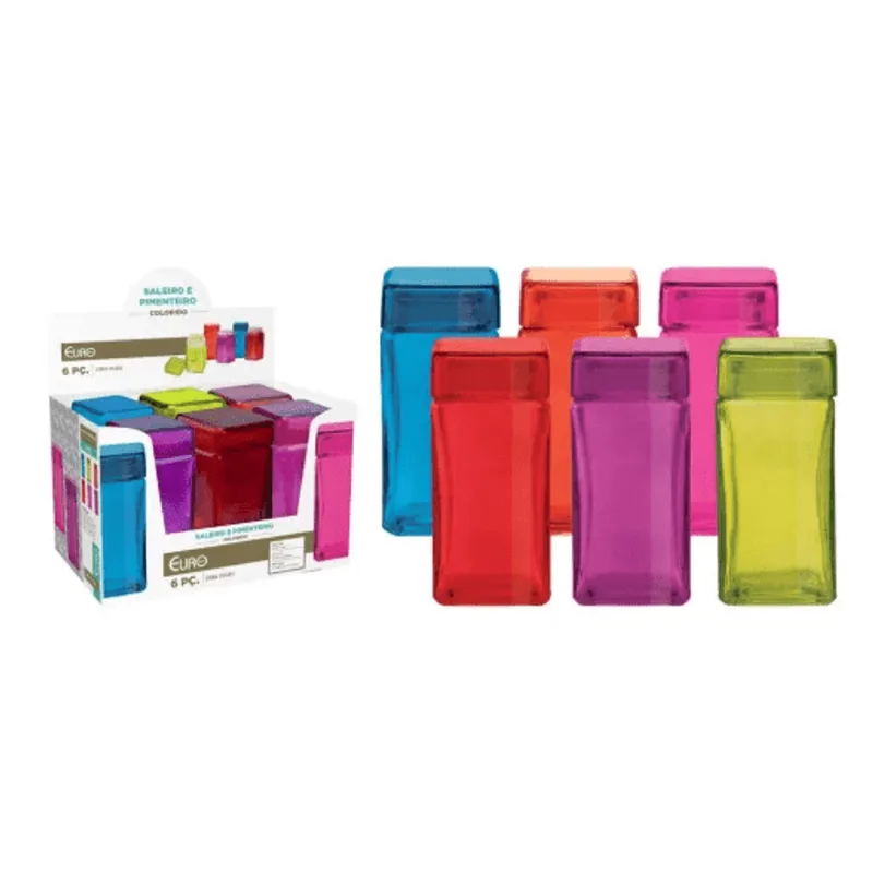Saleiro e Pimenteiro Colors 120 Ml 6 Peças Euro Home