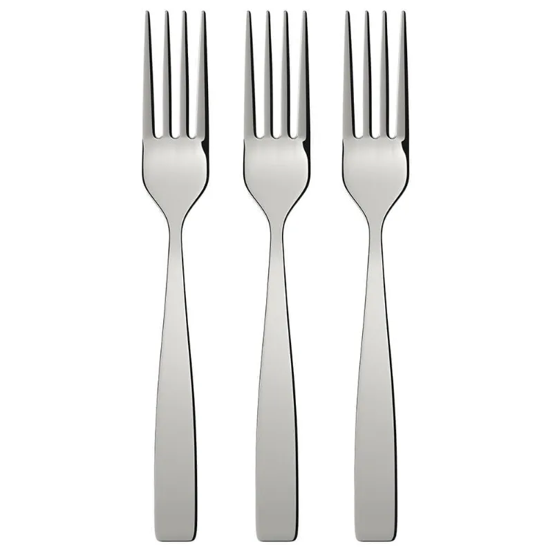 Conjunto de Garfos para Sobremesa Euro Home Lisos Inox - 3 Peças