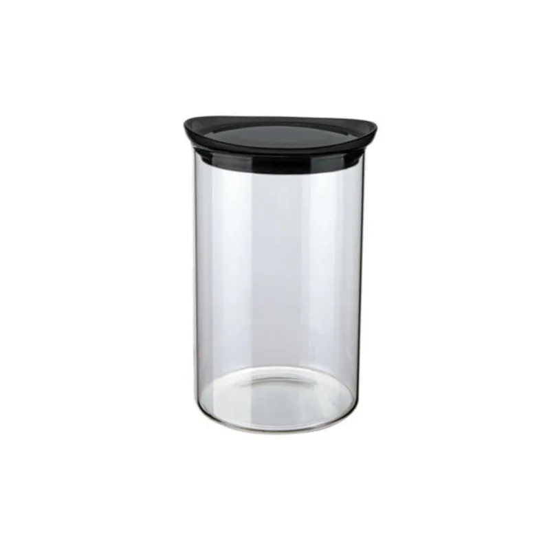 Pote De Vidro Slim Com Tampa Plastica 1L Preto Euro Home