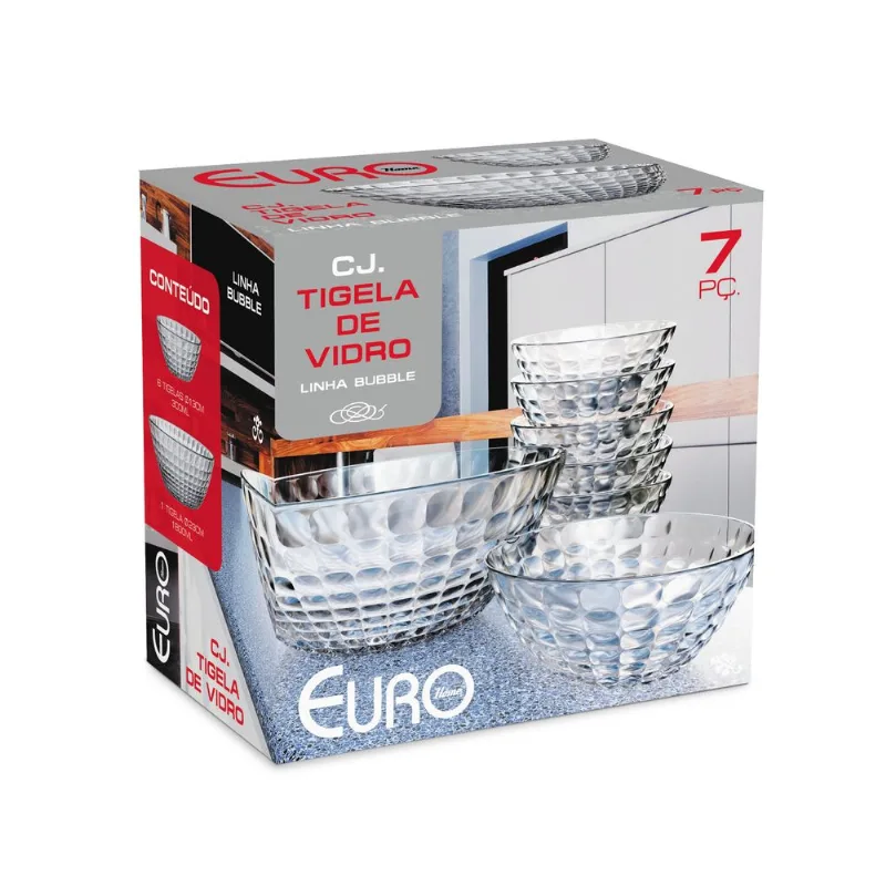Conjunto De Tigelas De Vidro 7 Peças Bubble Euro Home