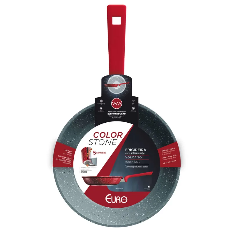 Frigideira ColorStone 26cm Volcano ALU8358-VO - Euro Home
