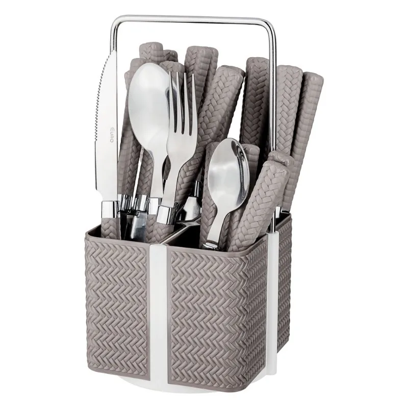 Conjunto De Talheres Varanda Gourmet Rattan 24 Peças Fendi Euro Home