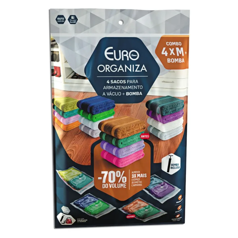 Conjunto Organizador A Vacuo 5 Peças Euro Home