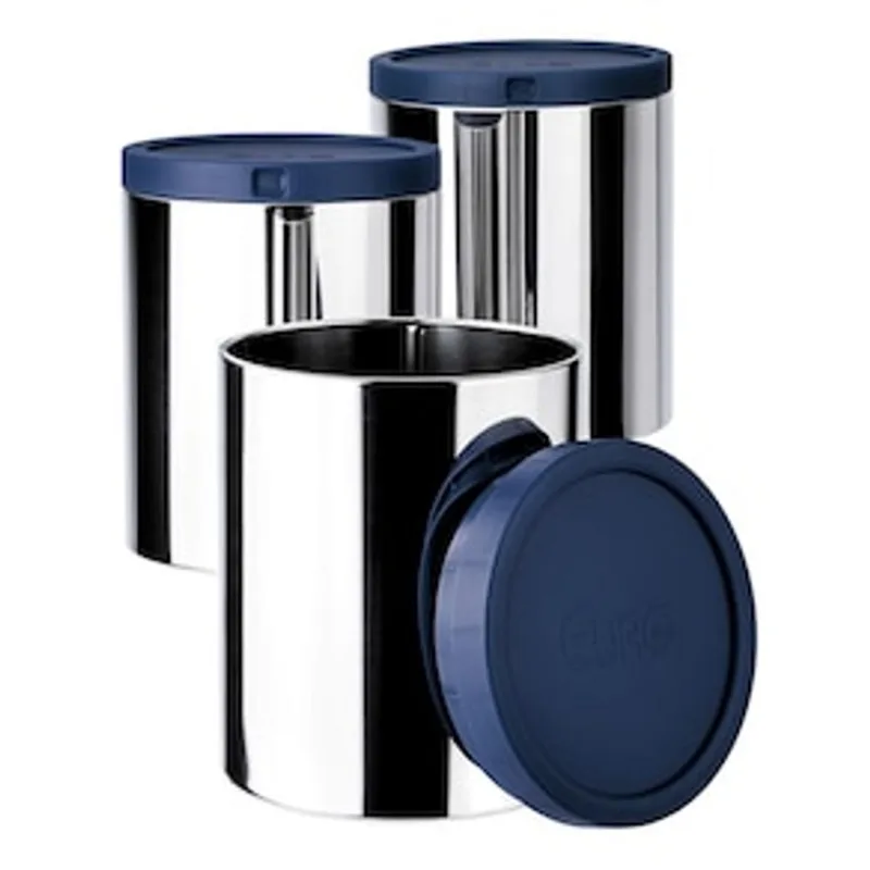 Conjunto de Porta Mantimentos Euro Home IN0344-AZ em Aço Inox e Polipropileno – 3 Peças