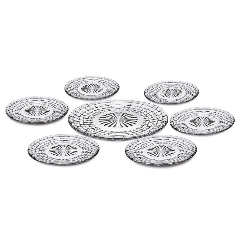 Conjunto De Pratos De Vidro 7 Peças Rattan Euro Home