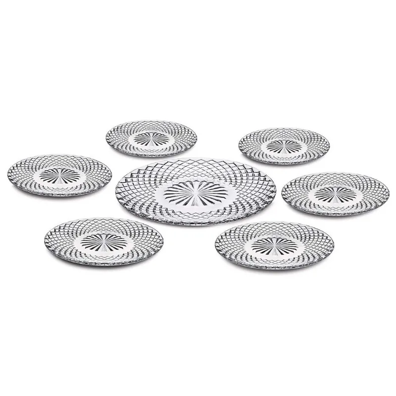 Conjunto De Pratos De Vidro 7 Peças Diamond Euro Home