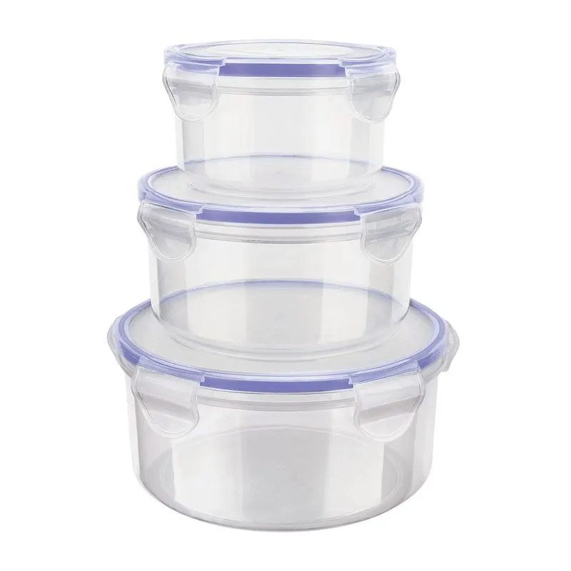 Conjunto de Potes com Tampa 3 Peças Euro PLA3635-AZ