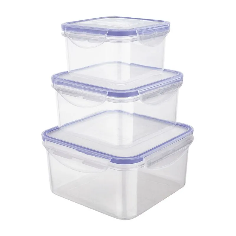Conjunto de Potes com Tampa 3 Peças Euro PLA3666-AZ
