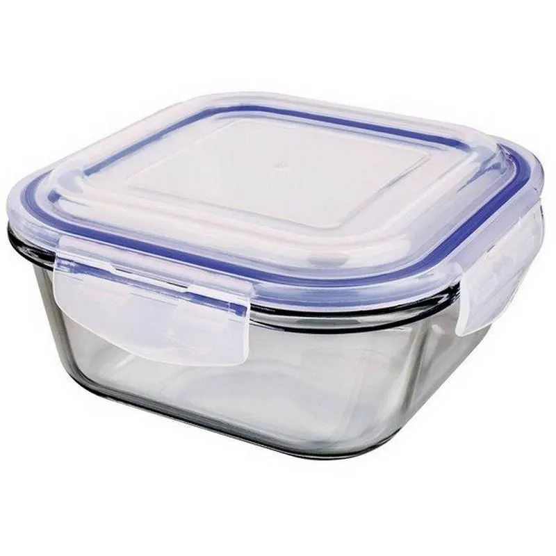 Pote De Vidro Hermético 8883 800ml Quadrado Azul