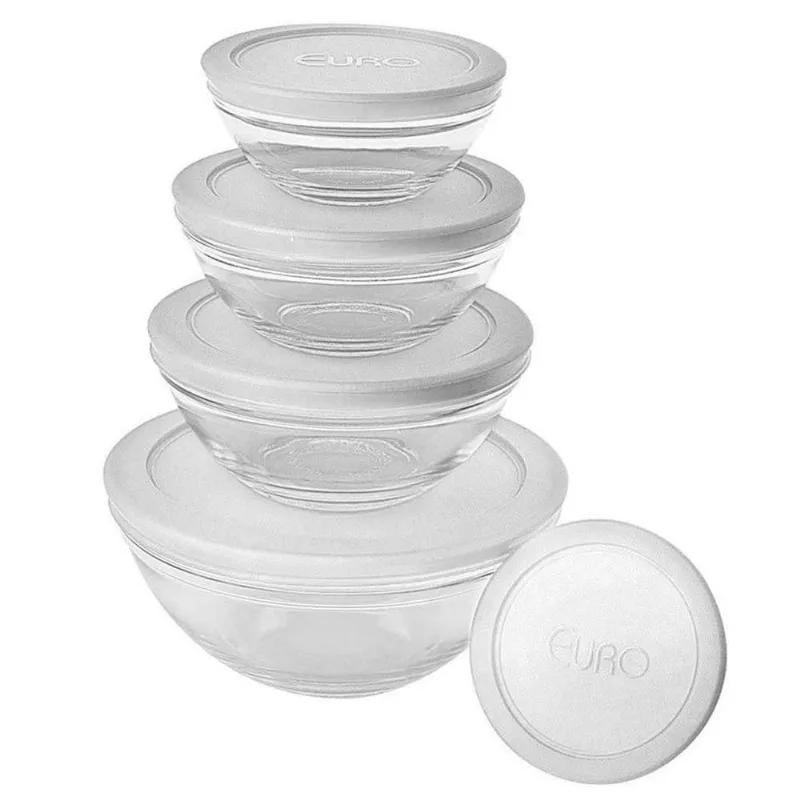 Conjunto Potes de Vidro com Tampa 5 peças Branco - Euro
