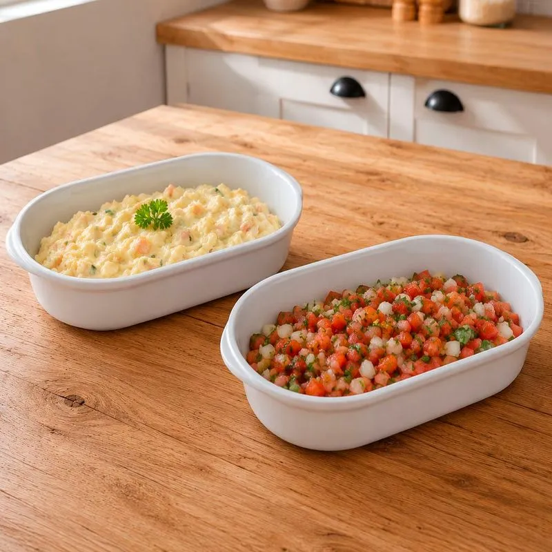 Travessa Tigela Saladeira Bandeja Em Melamina 1,3l Kit 2pçs