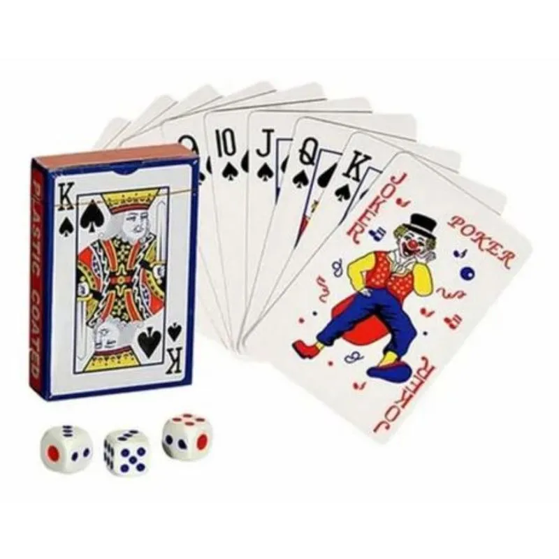Jogo De Baralho Com 3 Dados 54 Cartas Plastico