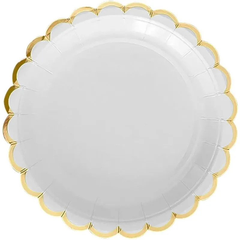 Prato Descartável De Papel Metálico Luxo Branco