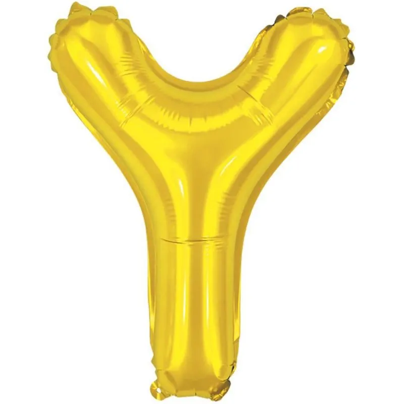 Balão Metalizado Letra Y Dourado 40Cm