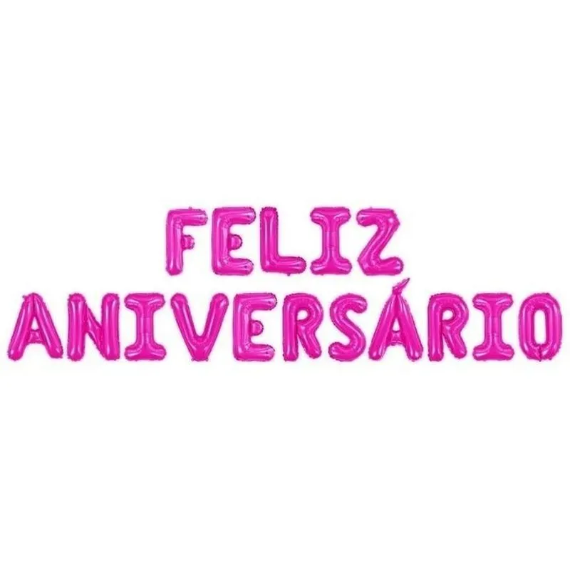 Balao Metalizado Letras Feliz Aniversario Pink 40cm Make+