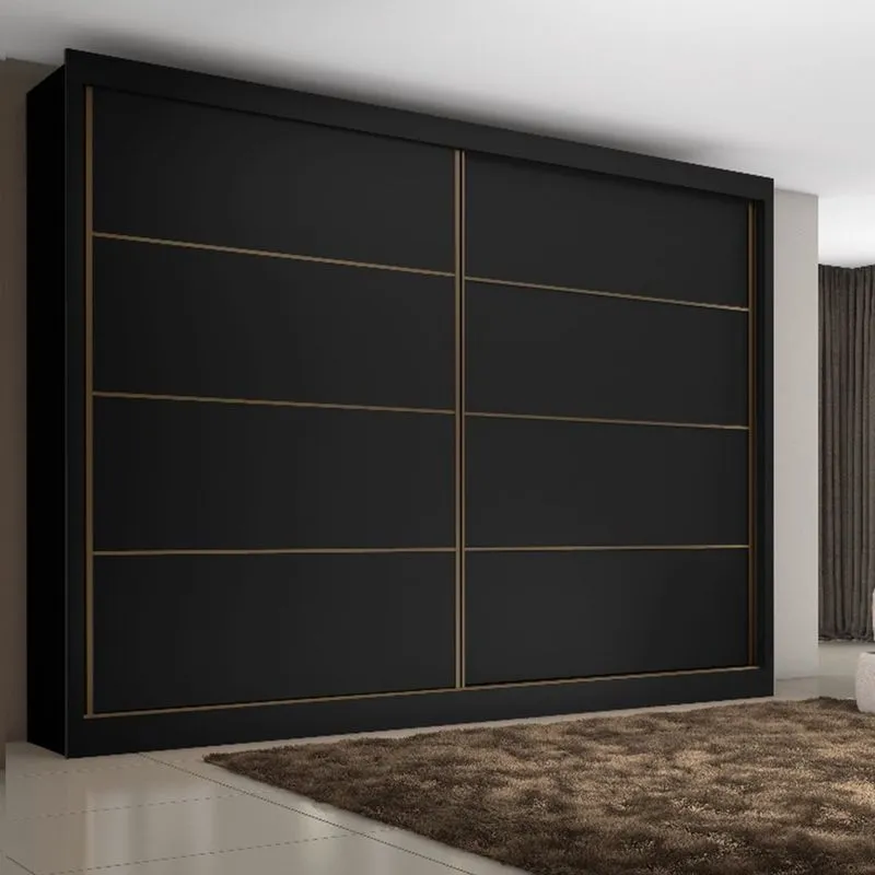 Guarda Roupa Casal 2 Portas 6 Gavetas Sevilha Preto - Made Marcs