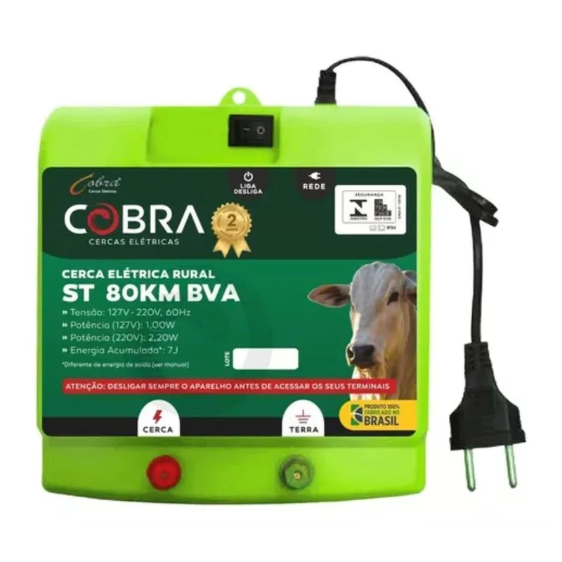 Eletrificador Cerca Elétrica Rual 80km St - Cobra