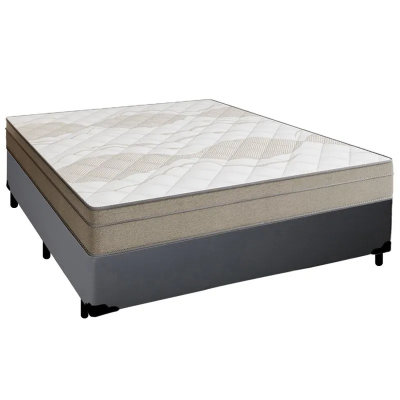 Cama Box Casal Sintético + Colchão de Molas Ensacadas Portobel Ipanema - 138x188x65cm