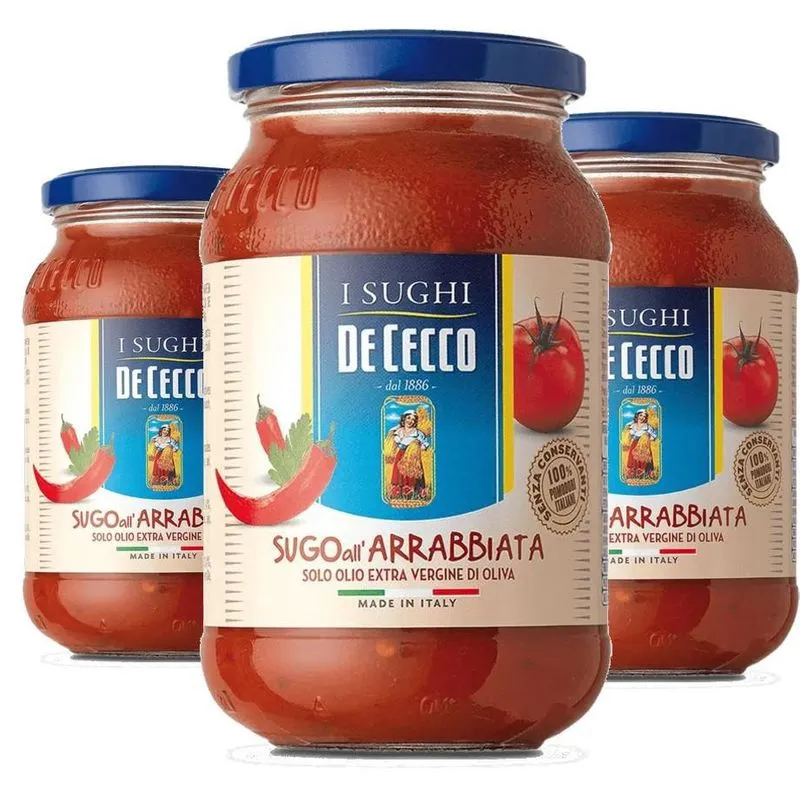 Kit 3x Molho De Cecco All' Arrabiata 400g