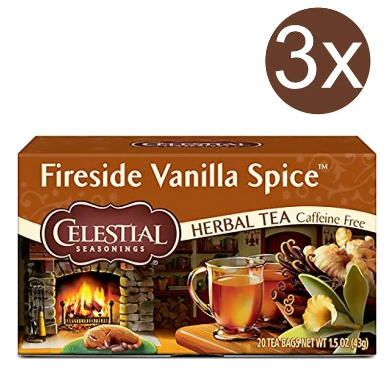 3x Chá Celestial Usa Fireside Vanilla Spice 43g (20 Sachês)