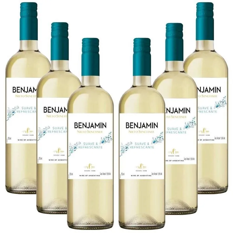 6x Vinho Argentino Benjamin Nieto Branco Suave 750ml