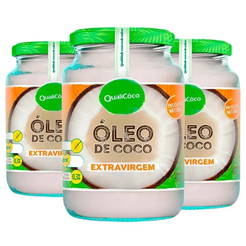 Oleo De Coco Coconut Qualicoco Extra Virgem 500ml (3 Vidros)