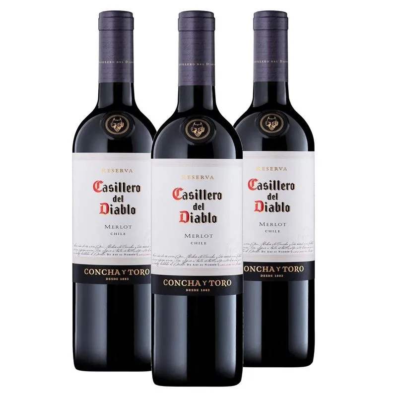 Vinho Casillero Del Diablo Merlot 750ml (3 Garrafas)