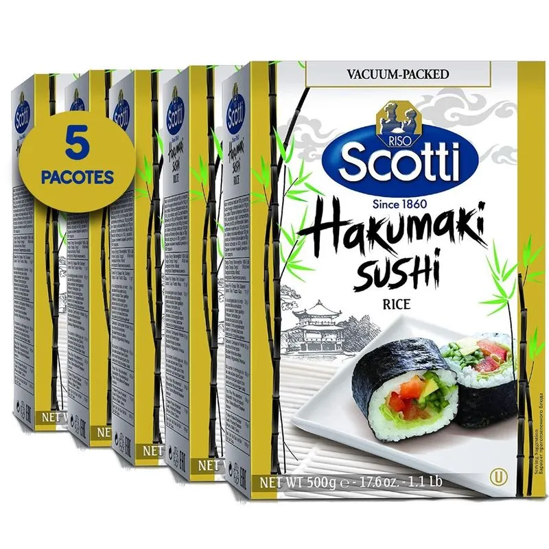 Arroz Hakumaki Para Sushi Scotti 500g (5 Pacotes)
