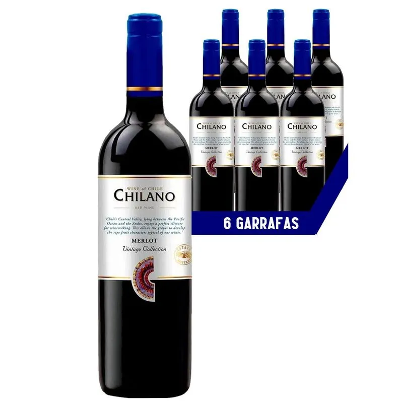 Vinho Chileno Chilano Merlot 750ml (6 Unidades)