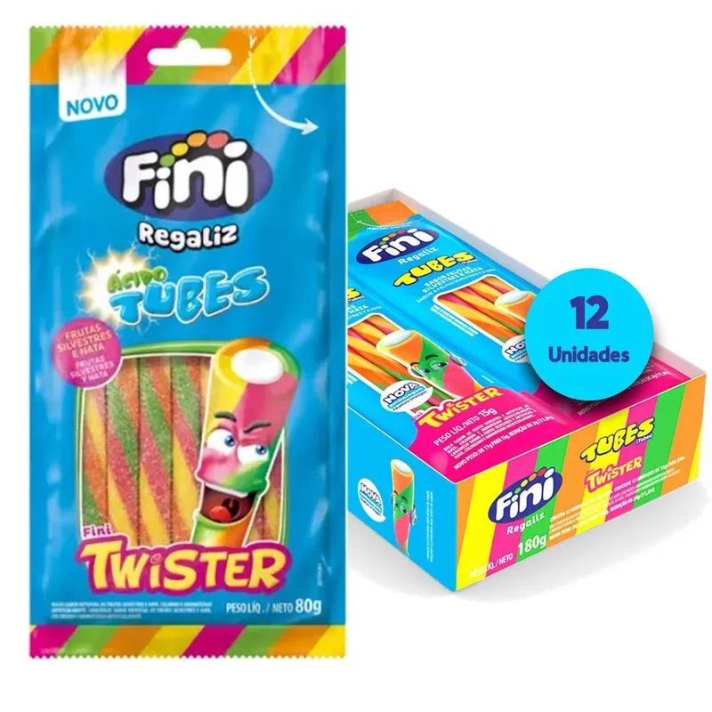 Tubes Azedinhos Fini Twister Citrico 80,0g (12 Unidades)