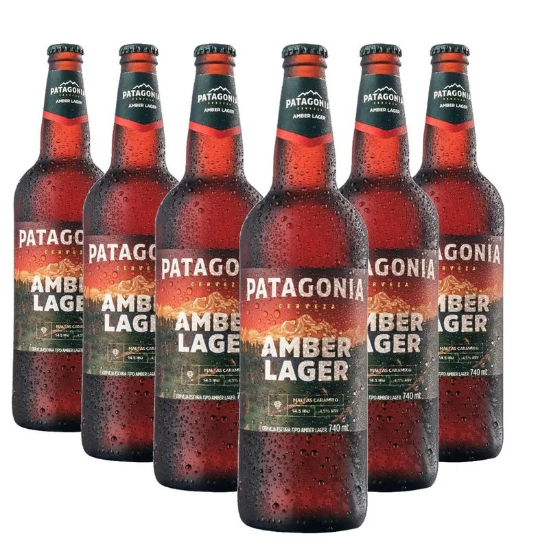 Cerveja Amber Lager Patagonia One Way 740ml (6 Garrafas)