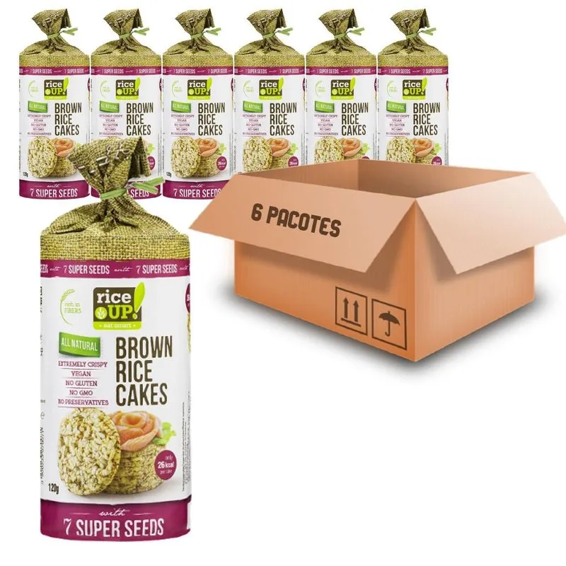 Biscoito De Arroz Rice Up 7 Grãos 120g (6 Pacotes)