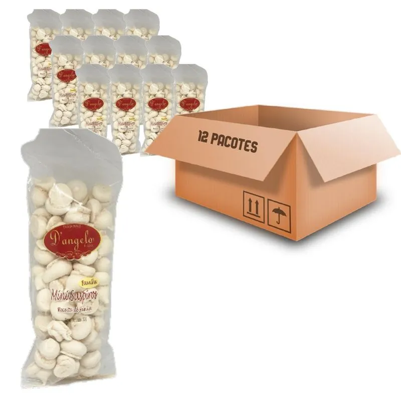 Mini Suspiros D'angelo Sabor Baunilha 50g (12 Pacotes)