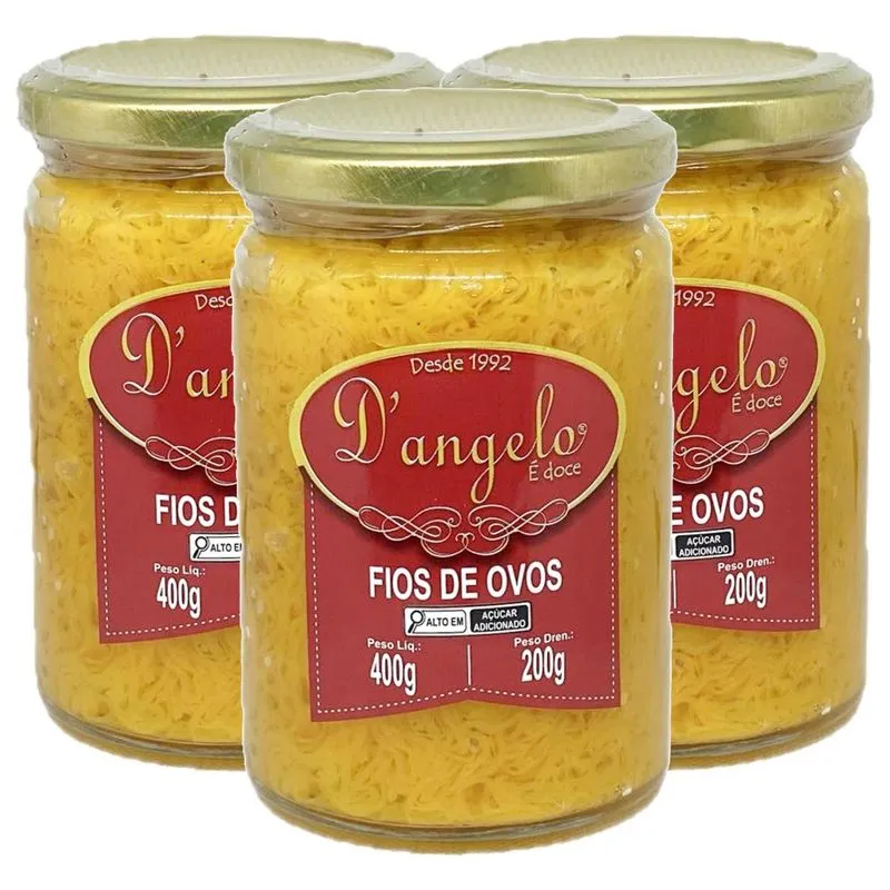 Fio De Ovos D'angelo 400g (3 Potes)
