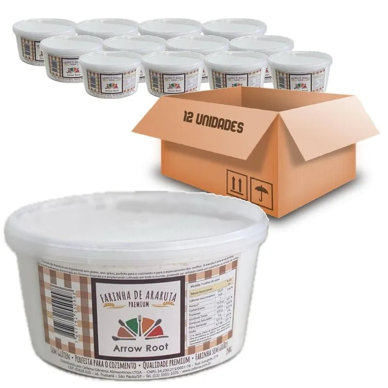 Farinha De Araruta 250g Arrow Root (12 Potes)