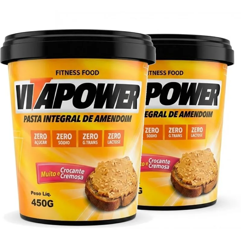 Kit 2und Pasta Integral De Amendoim Crocante Vitapower 450g