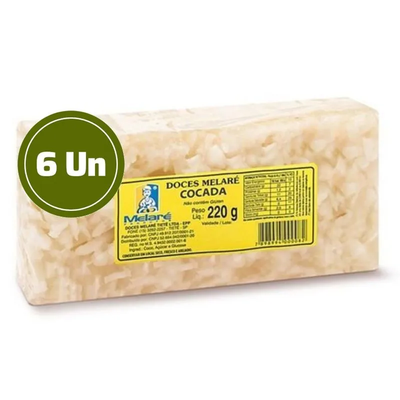 6 Und Cocada Sortida Melaré Pacote De 320g