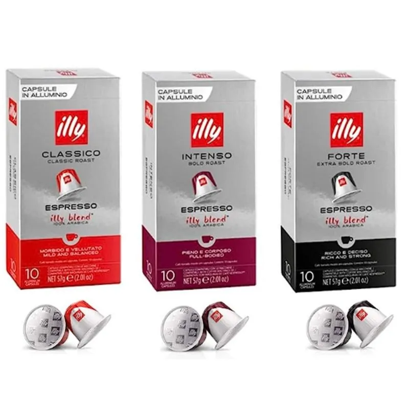 Kit Café Espresso Illy 57g Com 10 Cápsulas Cada (3 Sabores)