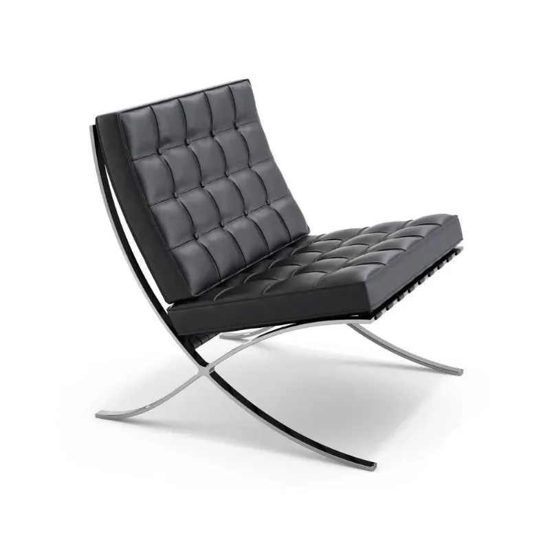 Poltrona Para Leitura Barcelona Courissimo Base Inox - Preto