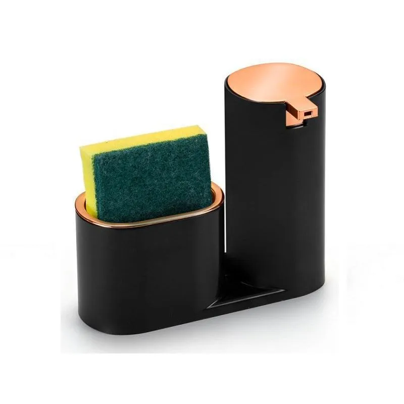 Porta Detergente E Bucha Preto Com Rose Luxo