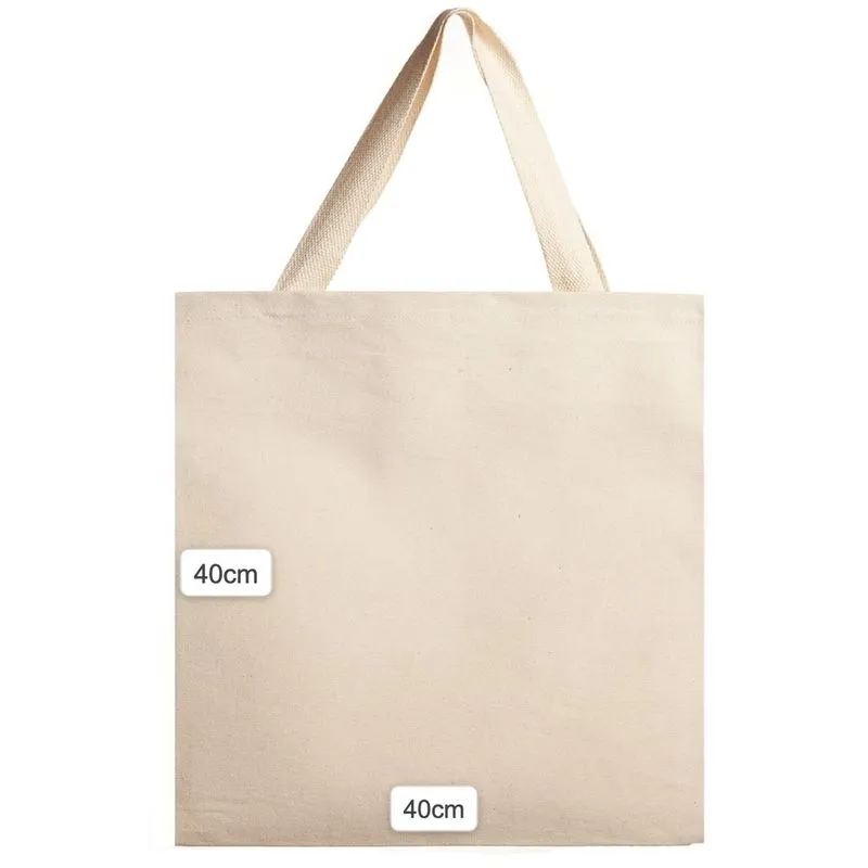 Kit com 5 Sacolas Ecobag 40x40cm lisa - 100% algodão cru