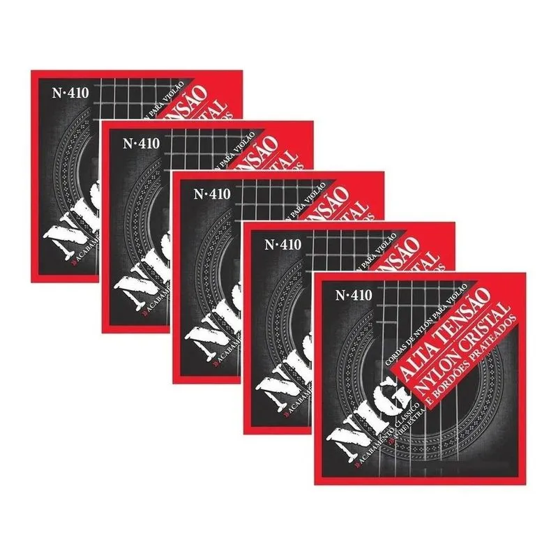 Pacote Com 05 Cordas Para Violão Nylon Tensão Alta Nig N-410