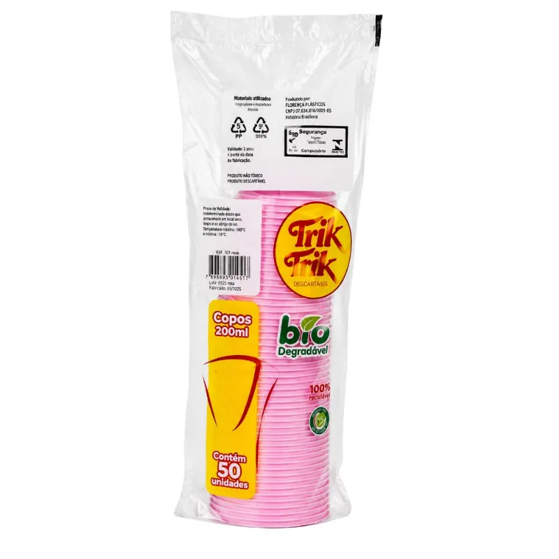 COPO DESCART. 200ML ROSA CANDY 3720 Trik trik - 50UN