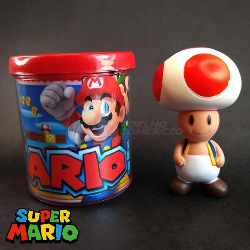 Kit Boneco Toad Cogumelo 10Cm + Caneca Super Mario 350Ml