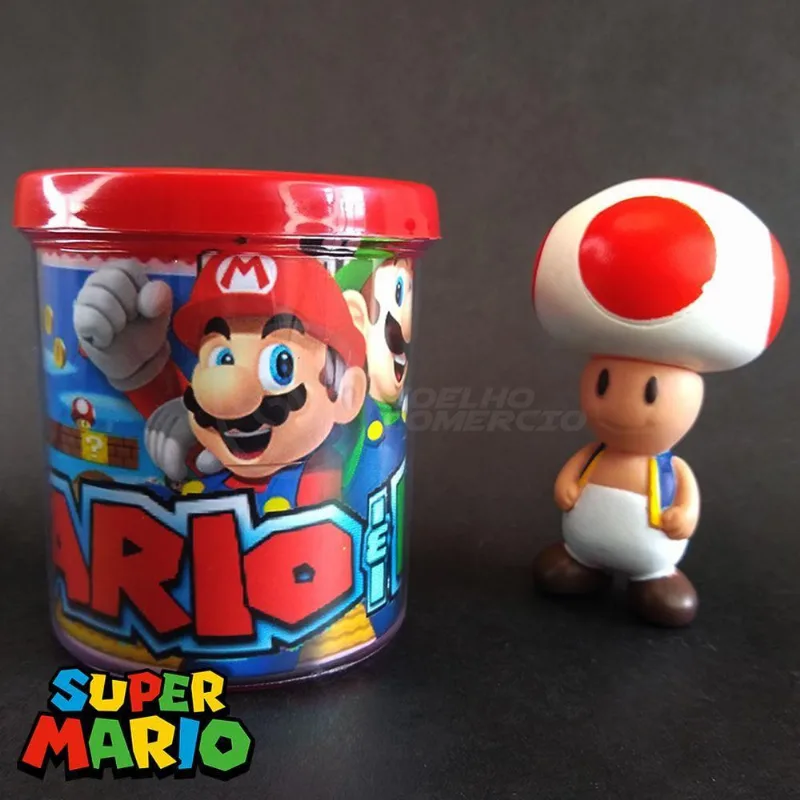 Kit Boneco Toad Cogumelo 10Cm + Caneca Super Mario 350Ml