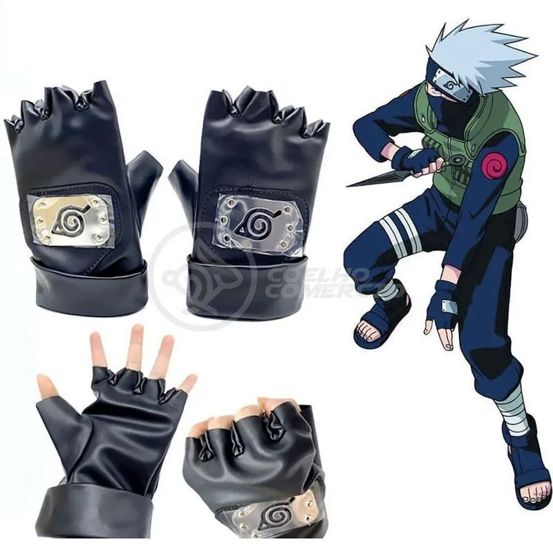 Luvas Couro Kakashi Hatake Sensei Ninja Naruto