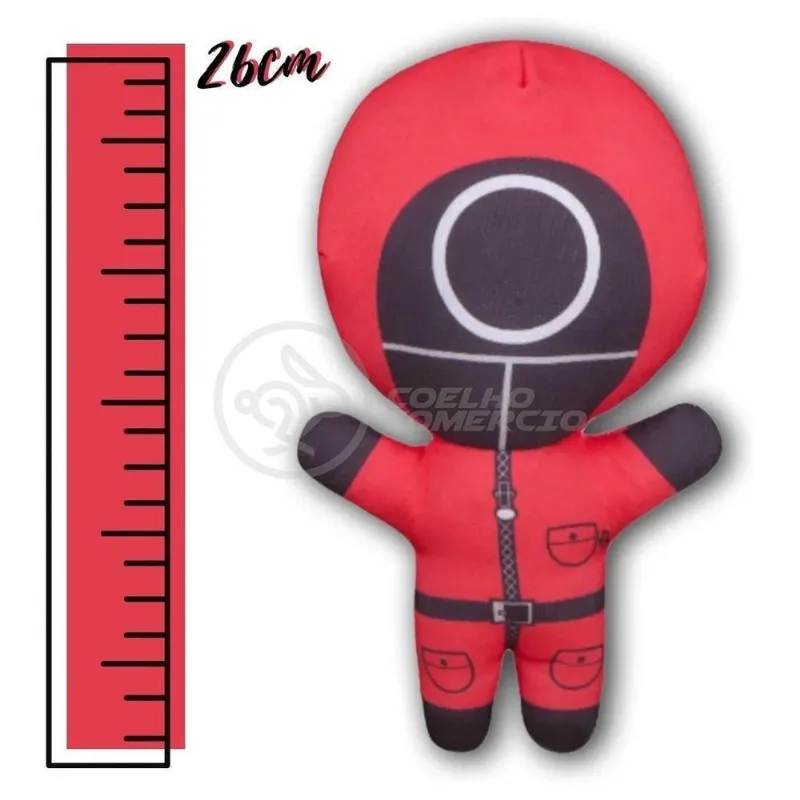 Boneco De Pelucia Squid Game Round 6 Vermelho 26Cm
