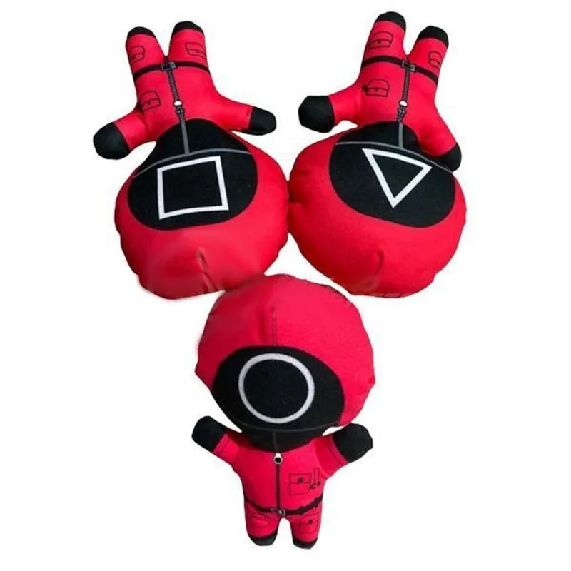 Kit Boneco De Pelucia Squid Game Round 6 Vermelho 26Cm