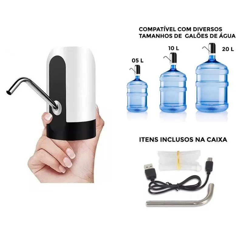 Bebedouro Bomba Eletrica Para Garrafao De Agua Galao Recarregavel Sem Fio Dispensador Para Garrafao