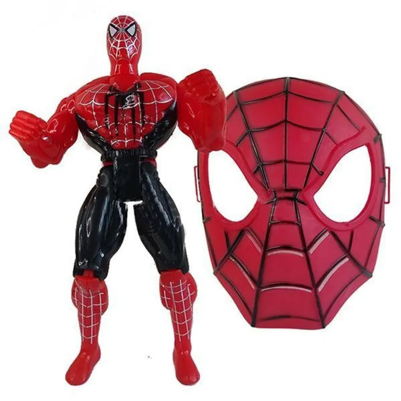 Brinquedo Boneco Vingadores Homem Aranha 25Cm + Mascara 16Cm
